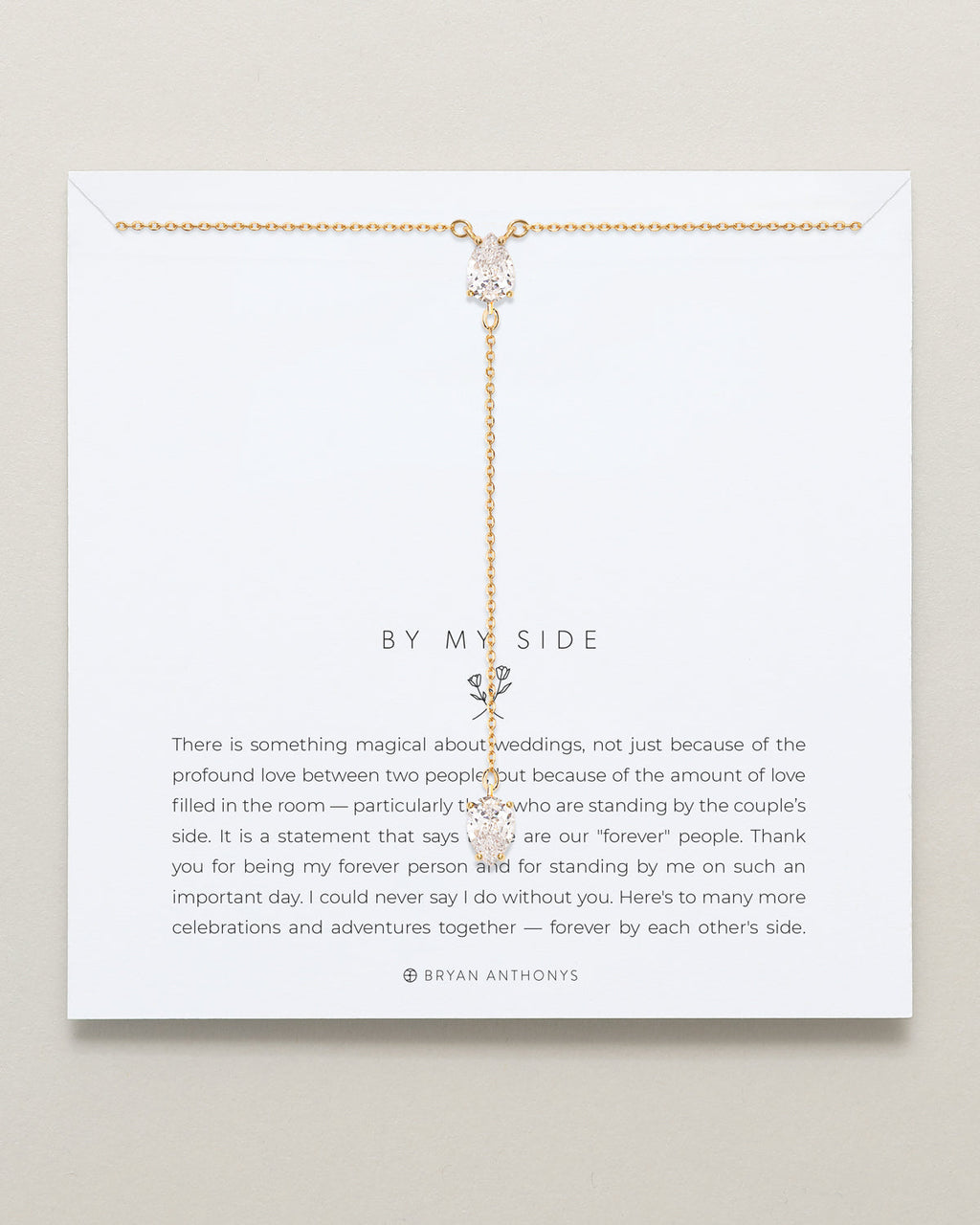 By My Side Pear Cut Lariat Necklace