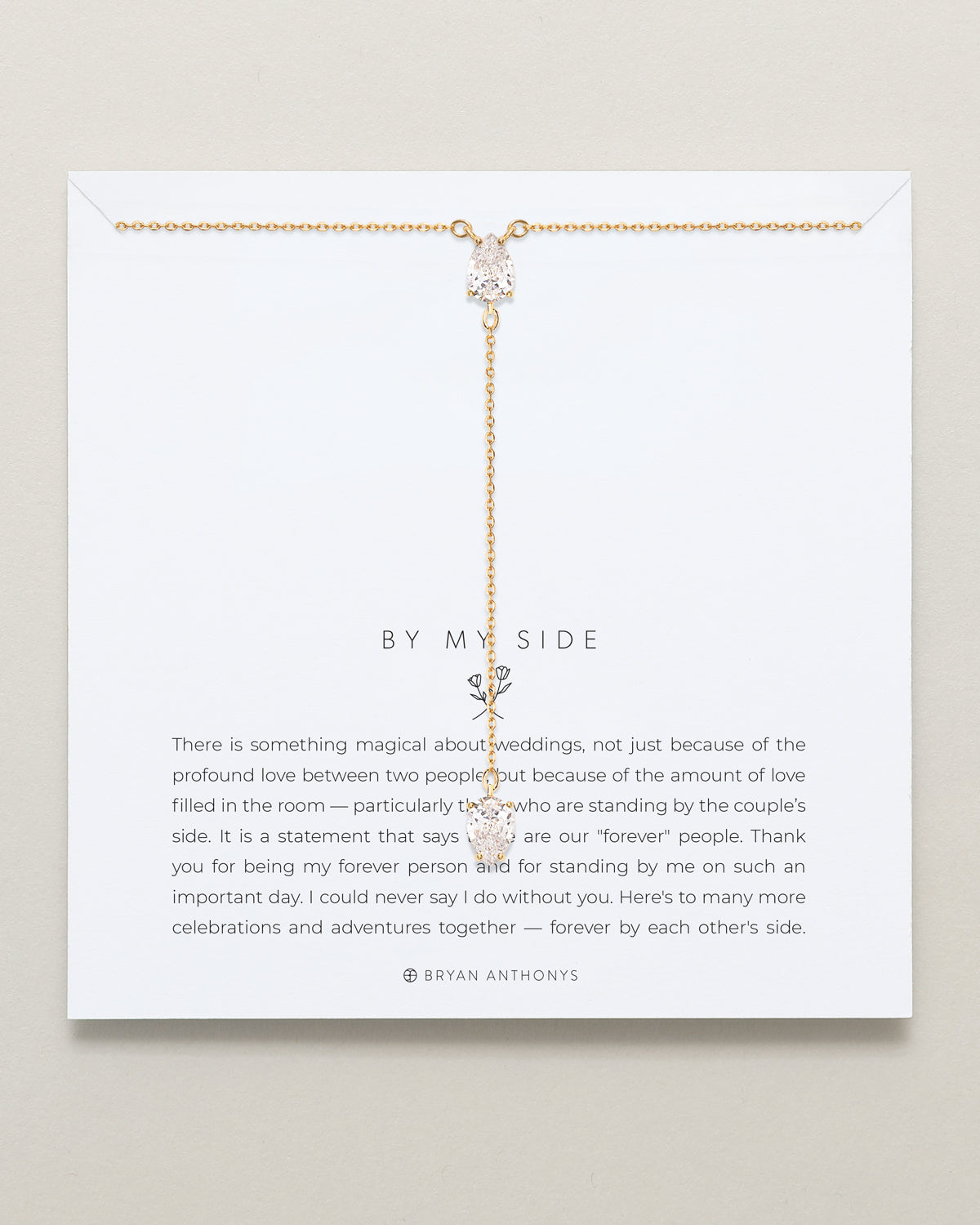 By My Side Pear Cut Lariat Necklace