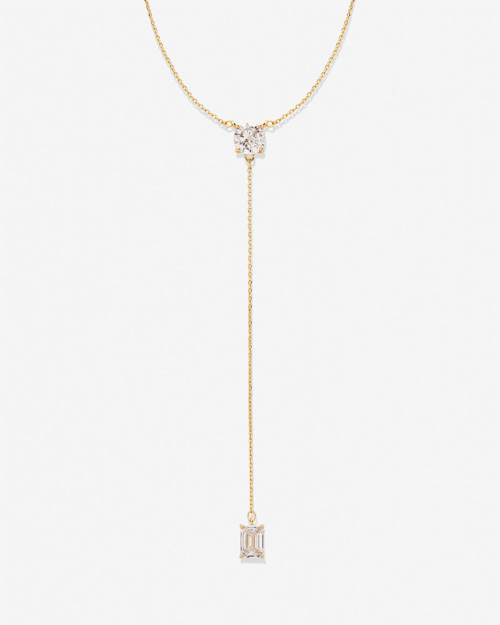 Beautifully Broken Emerald Cut Lariat Necklace