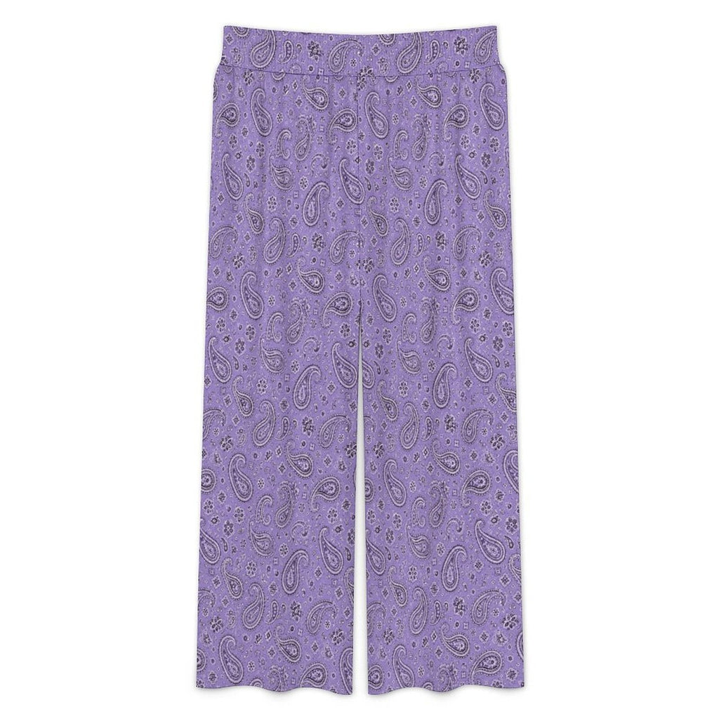 Baha Ranch Lavender Paisley Bandana Wide Leg Pants