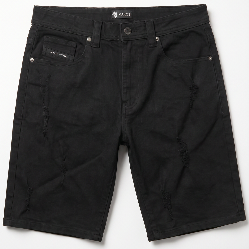 M613 Pastoni Denim Shorts - Jet Black