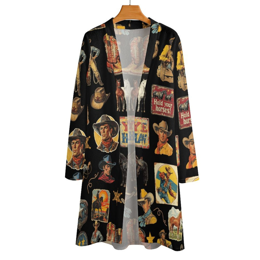 Vintage Cowboy Collage Western Lightweight Cardigan