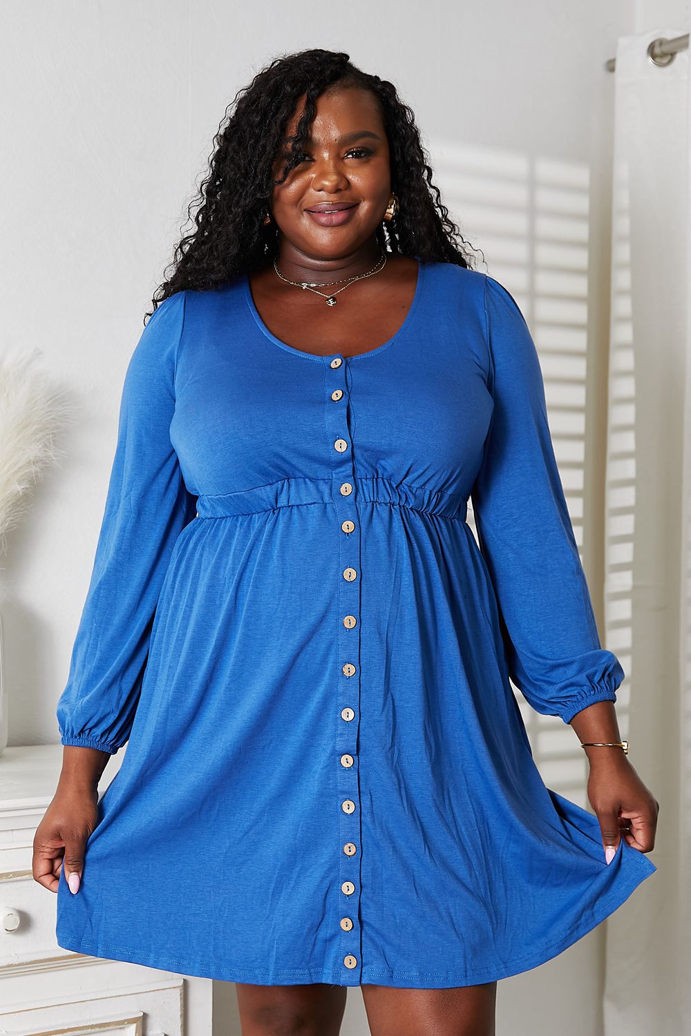 Garden Naked Double Take Scoop Neck Empire Waist Long Sleeve Magic Dress