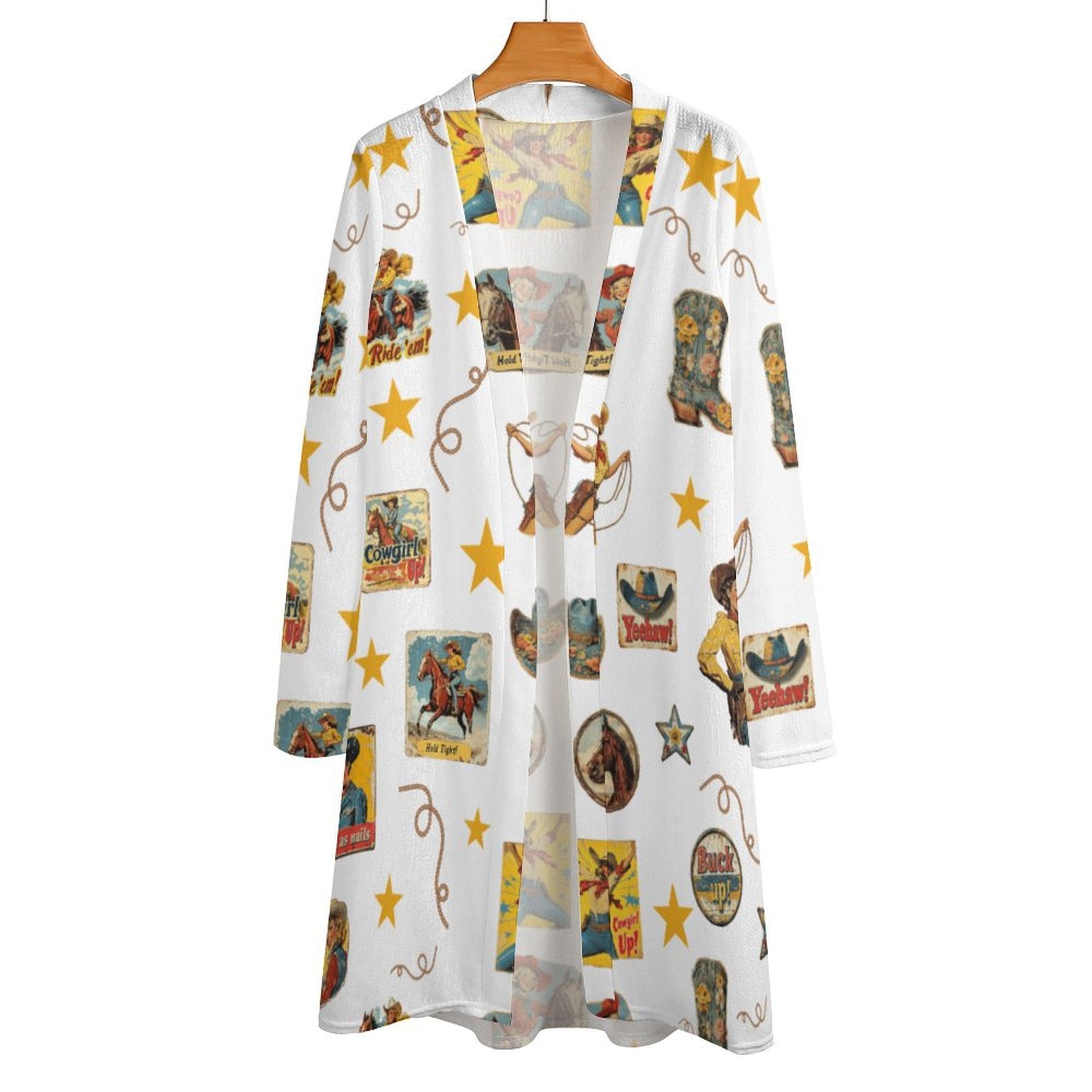 Vintage Cowgirl Collage Western Lightweight Cardigan