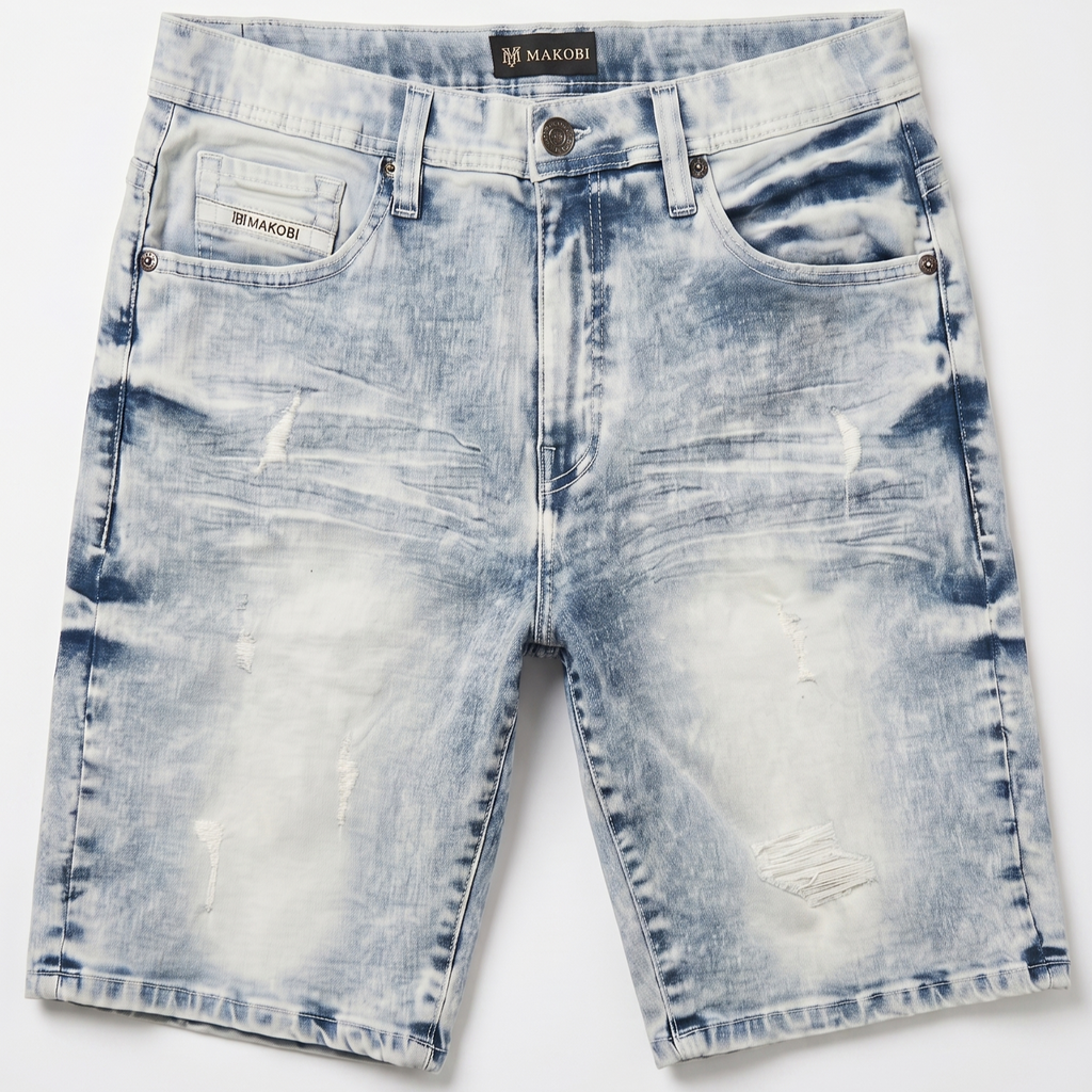 M613 Pastoni Denim Shorts - Light Wash