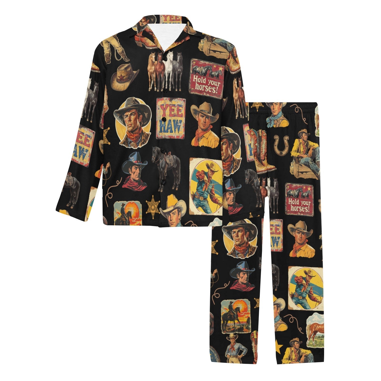 Vintage Cowboy Collage Western Pajamas