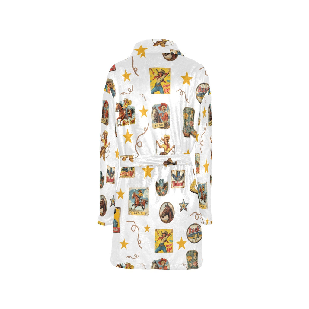 Vintage Cowgirl Collage Women's Western Bath Robe