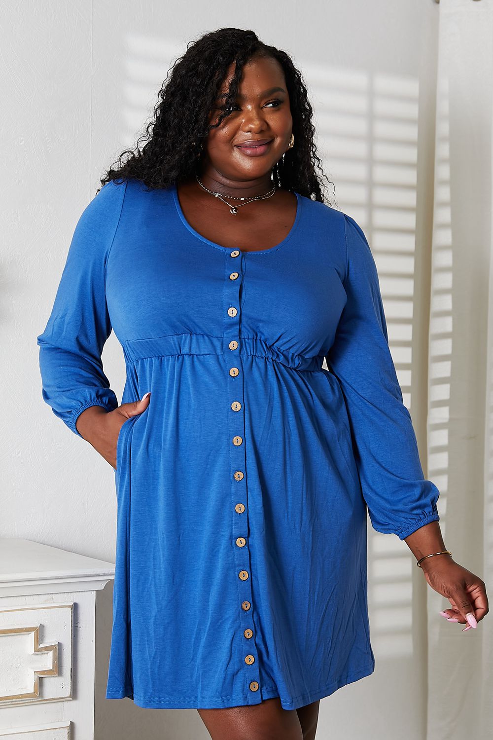Garden Naked Double Take Scoop Neck Empire Waist Long Sleeve Magic Dress