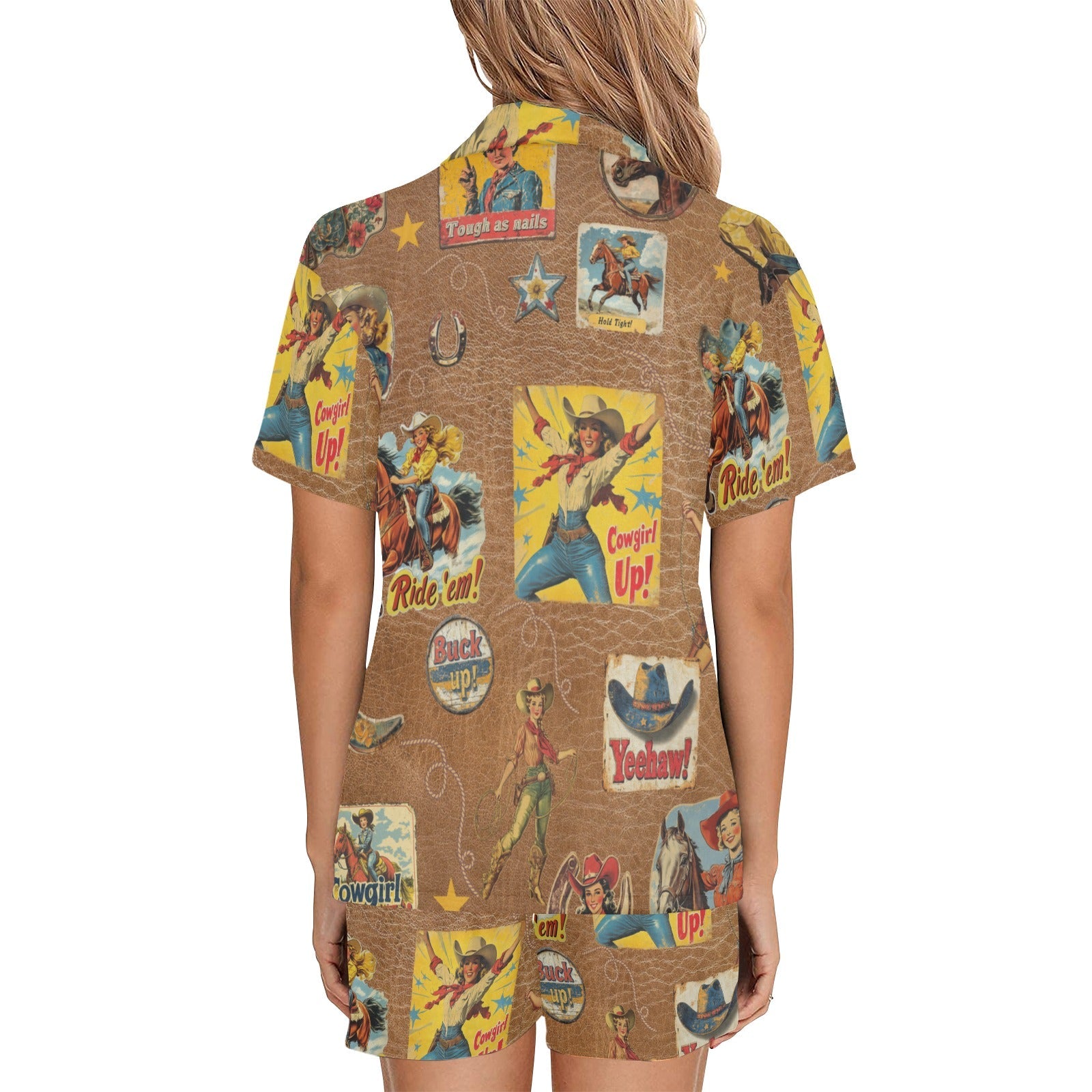Vintage Cowgirl Collage Pajama Set