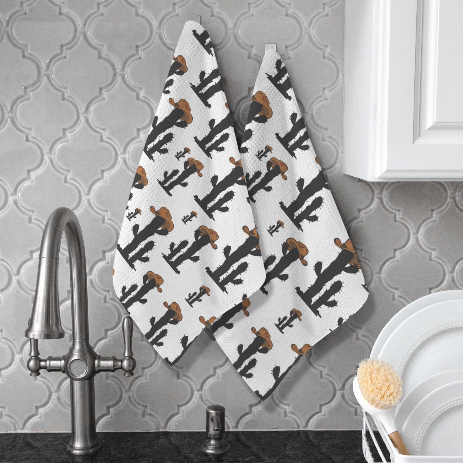 Cowboy Cactus Set of 2 Kitchen Dish Towels Made in America