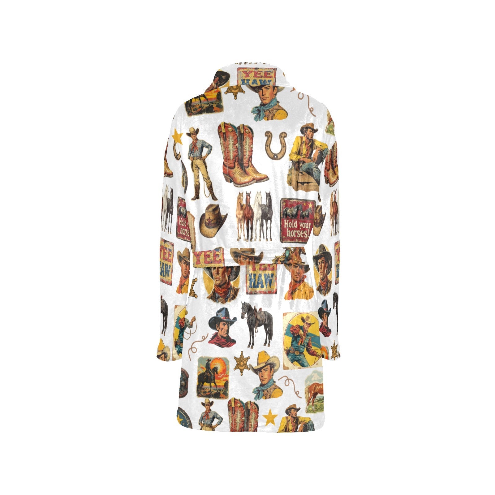 Vintage Cowboy Collage Western Women's Robe