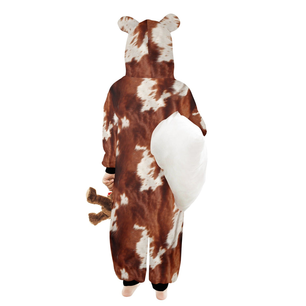 Cow Print Young Kids Pajama Hooded Onesie