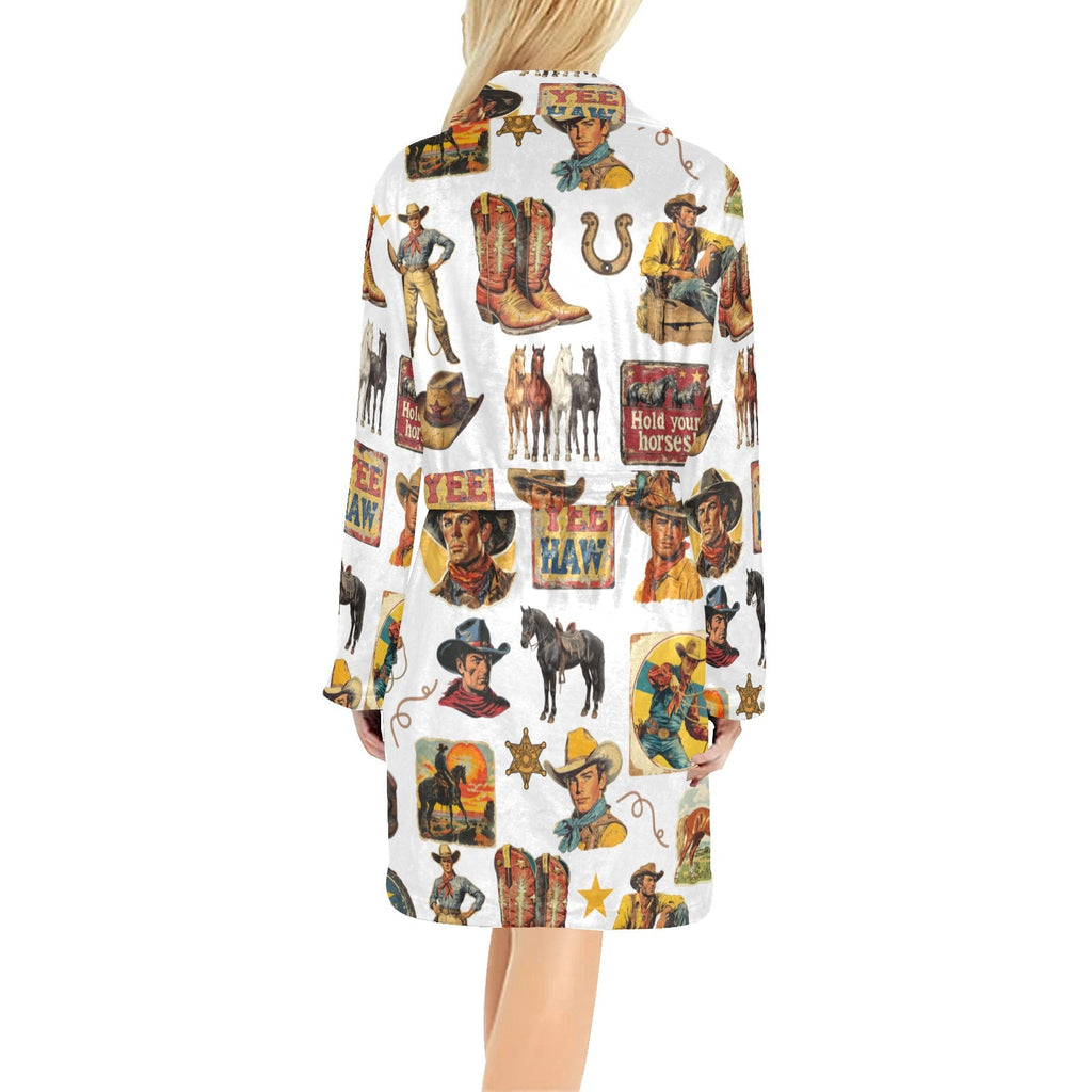 Vintage Cowboy Collage Western Women's Robe