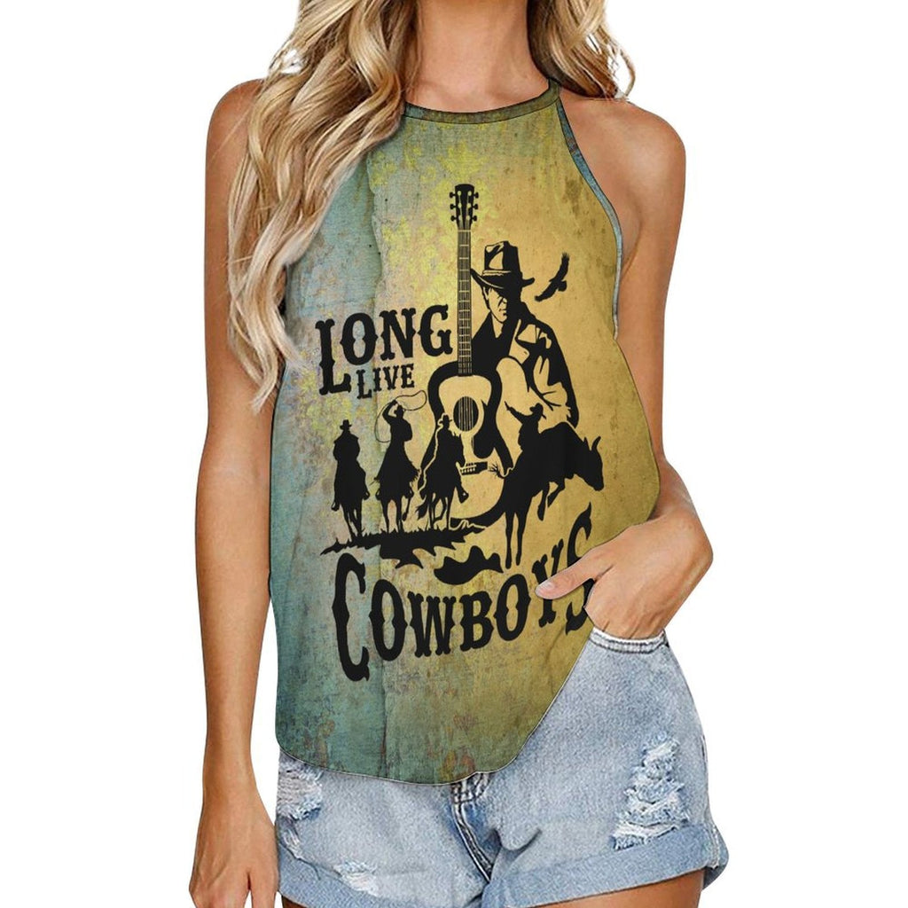 Cowboys Print Women's Western Tank Top