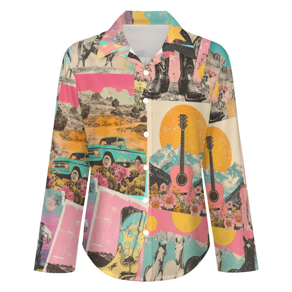 Baha Ranch Dreamgirl Retro Pop Western Vintage Button Up Shirt