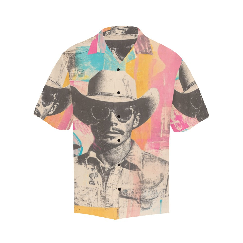 Baha Ranch Retro Pop Western Cool Cowboy Men's Camp Shirt