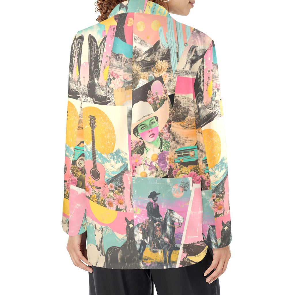 Baha Ranch Retro Pop Western Collage Blazer