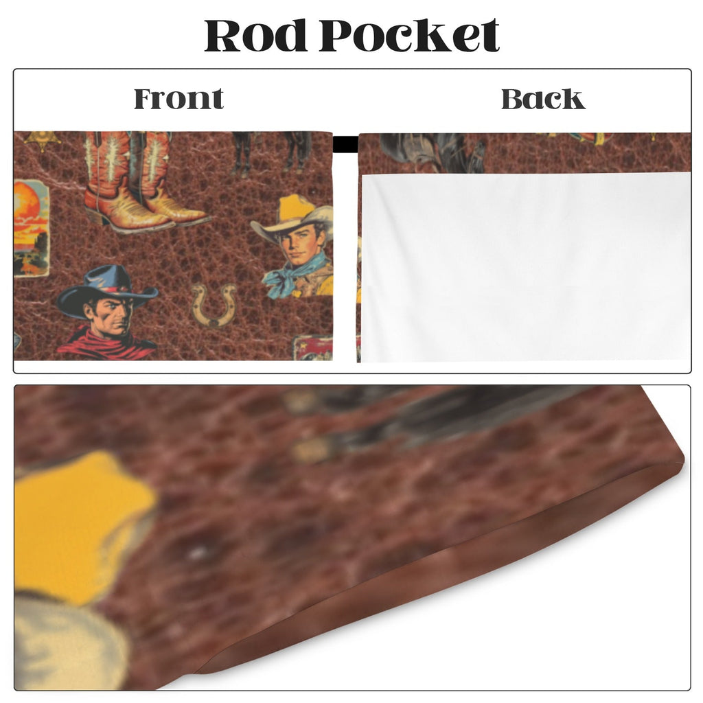 Vintage Cowboy Collage Western Curtains 52" x 63" Made in America