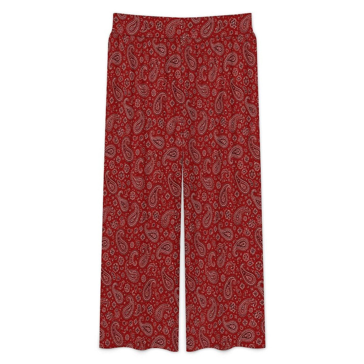 Baha Ranch Red Paisley Bandana Print High Waisted Wide Leg Pants