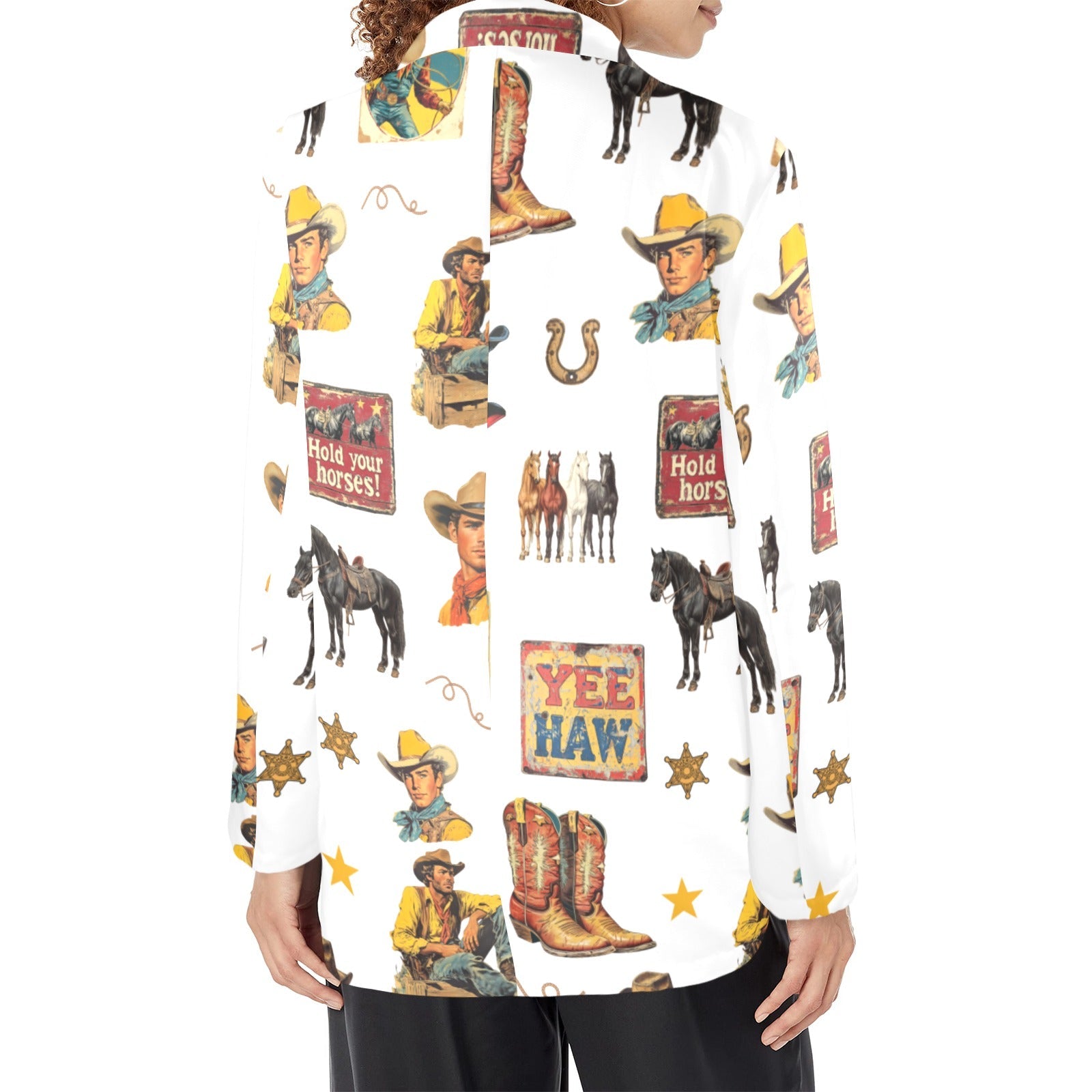 Vintage Cowboy Collage Western Women's Blazer