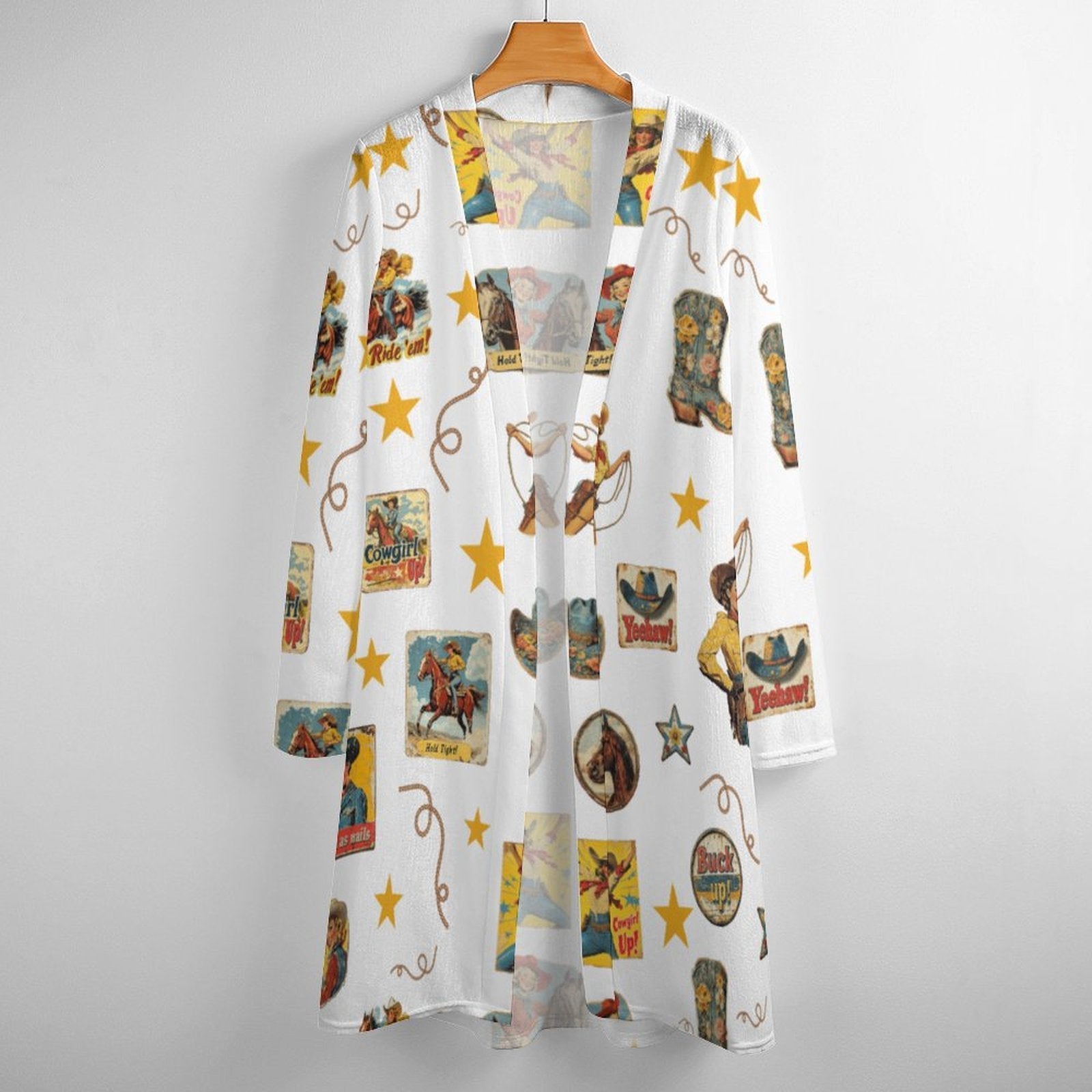 Vintage Cowgirl Collage Western Lightweight Cardigan