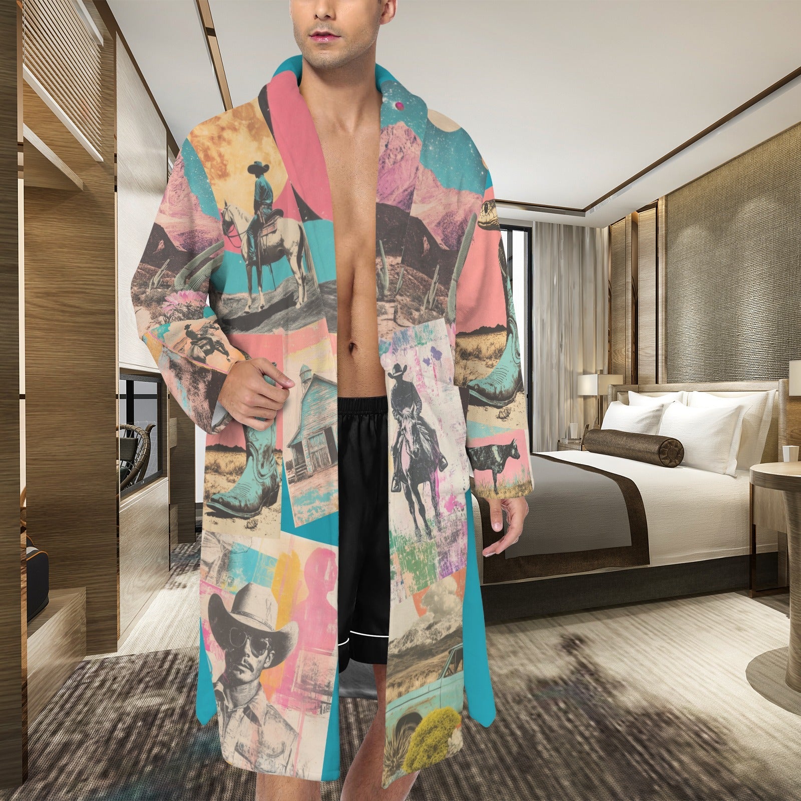 Baha Ranch Retro Pop Western Men's Robe