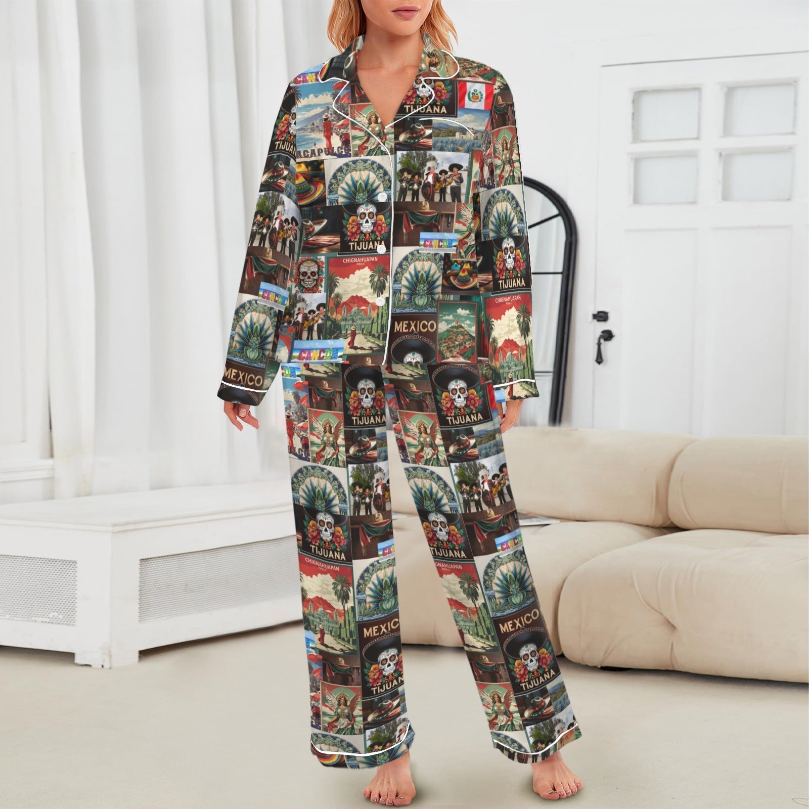 Colores De Mexico Destination Mexico Satin Pajamas