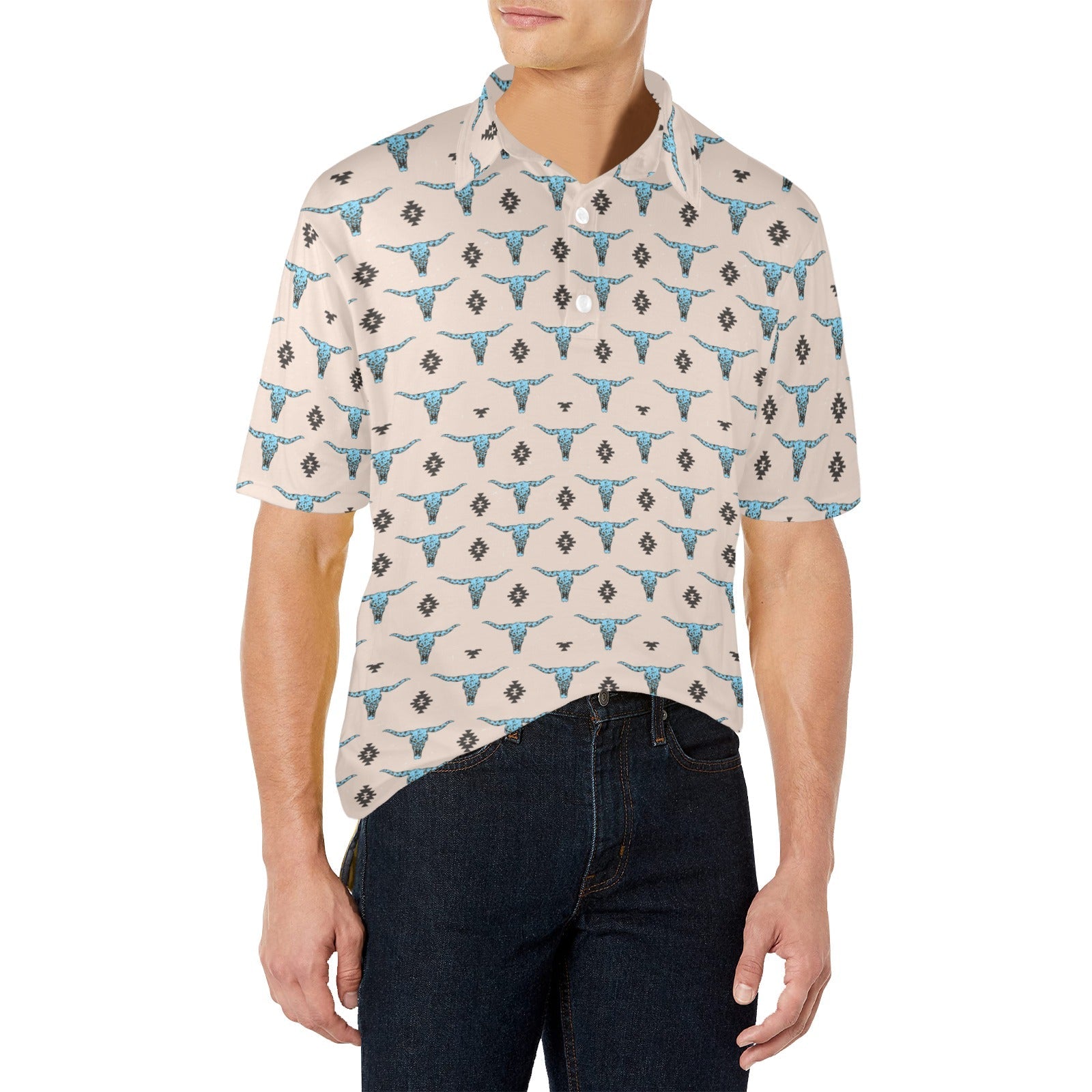 Turquoise Longhorn Polo Style Shirt