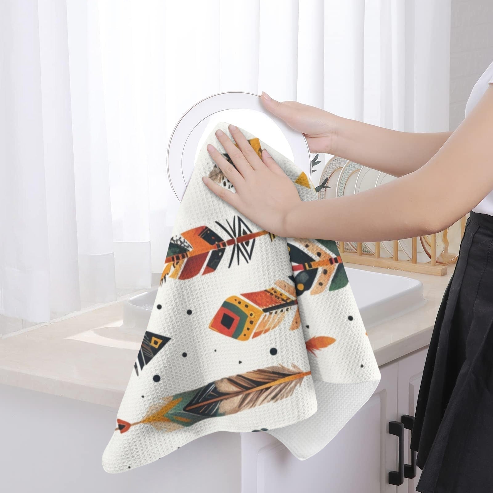 Southwestern Feathers Set of 2 Dish Towels Made in America