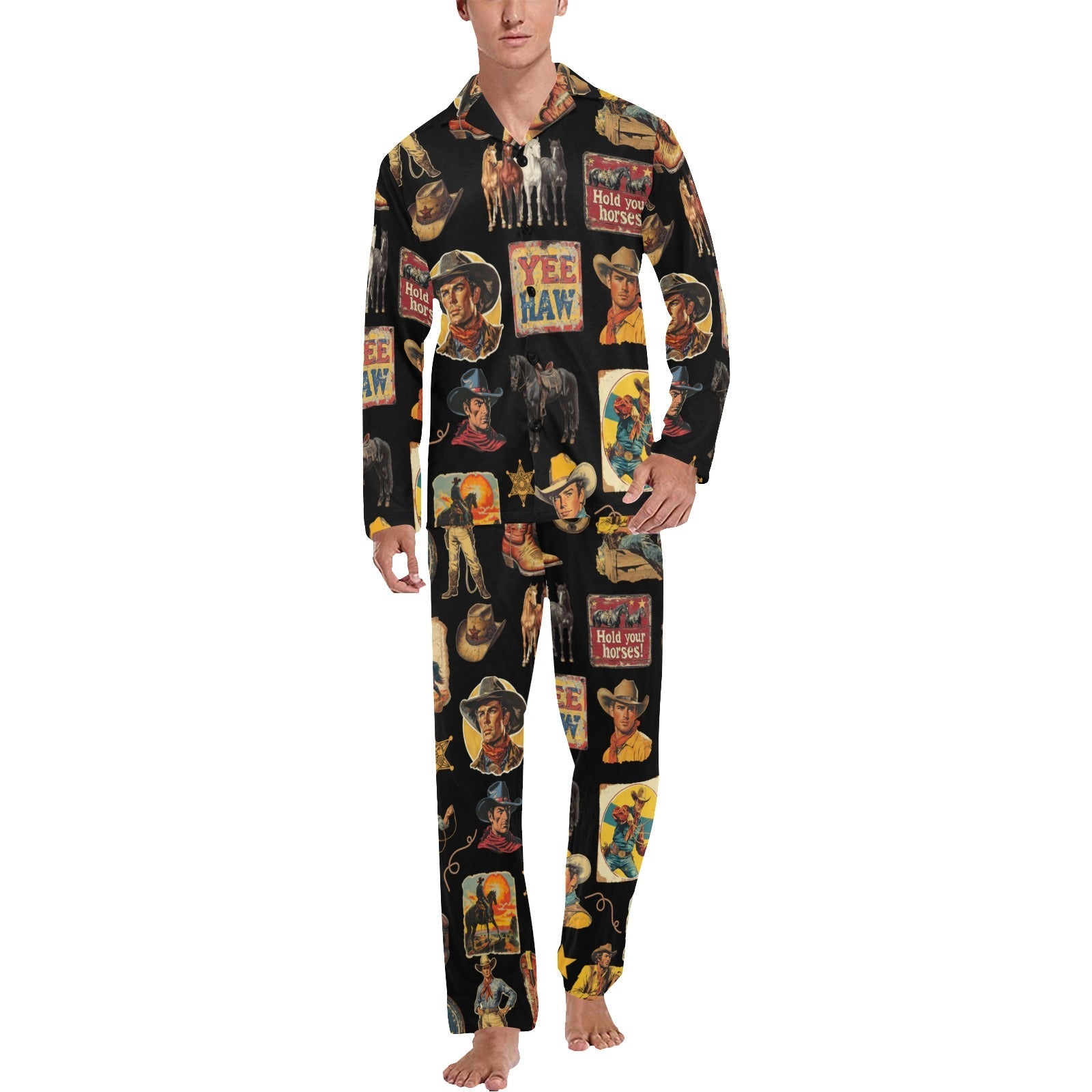 Vintage Cowboy Collage Western Pajamas