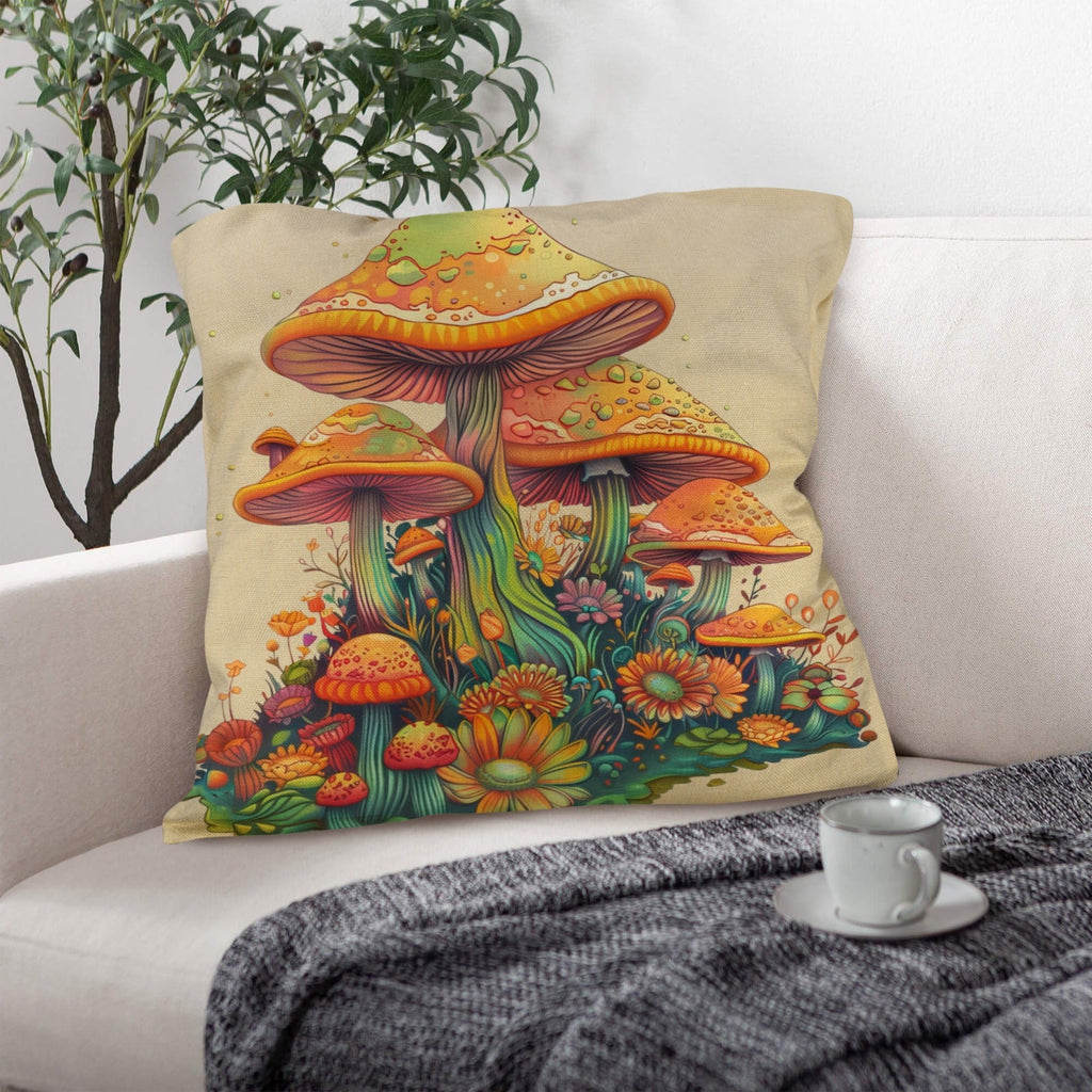 Retro Mushrooms Pillow Case Made in America