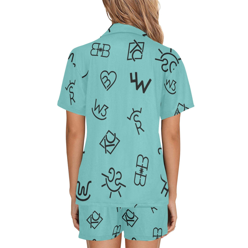 Turquoise Cattle Brands Women's Western Pajama Set