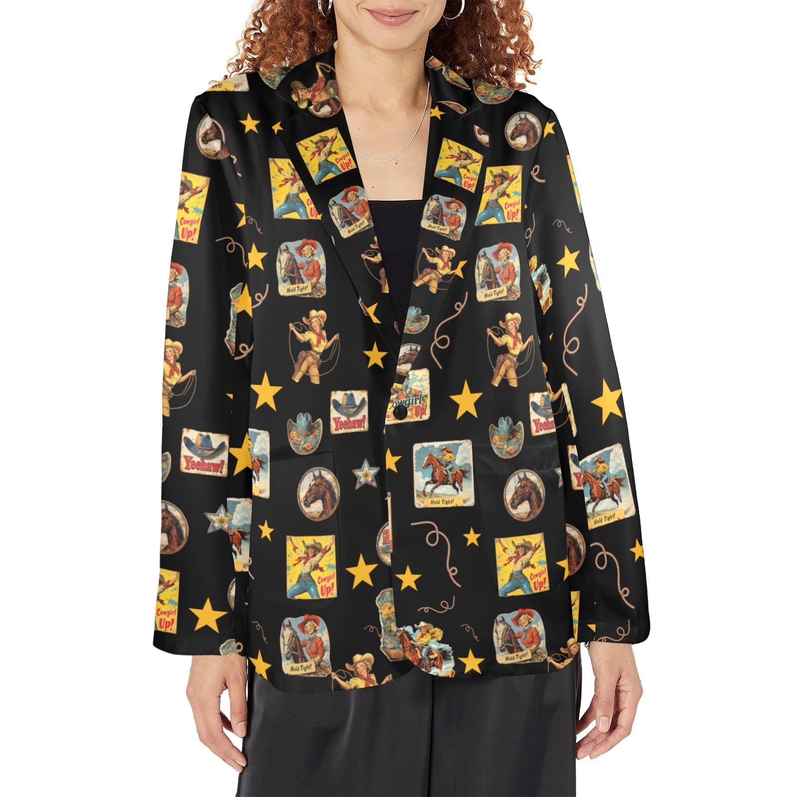 Vintage Cowgirl Collage Western Blazer