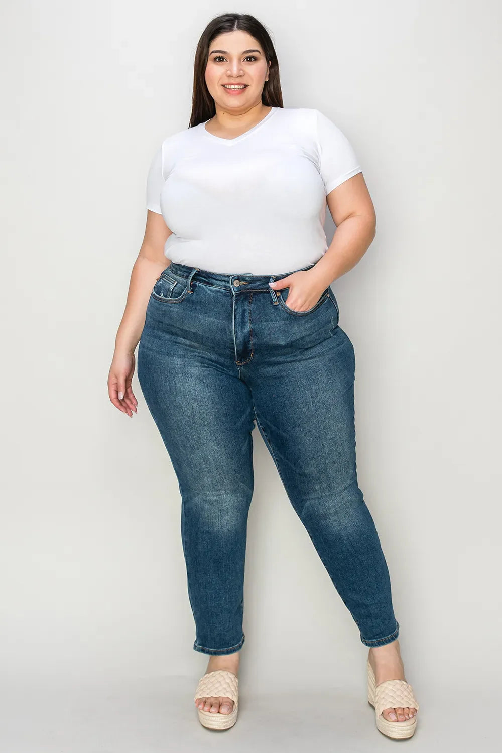 Garden Naked Judy Blue Full Size Tummy Control High Waist Slim Jeans