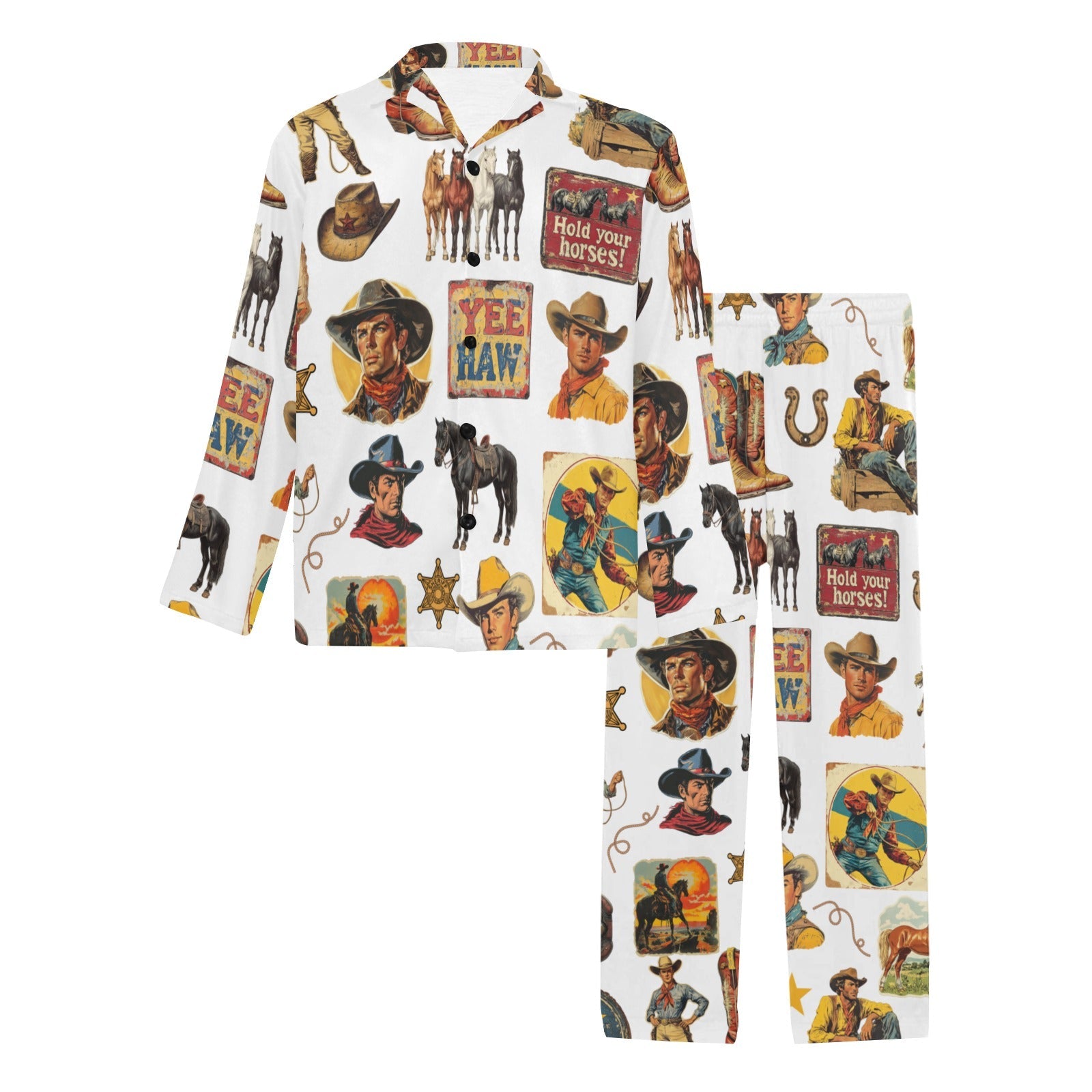 Vintage Cowboy Collage Western Pajamas