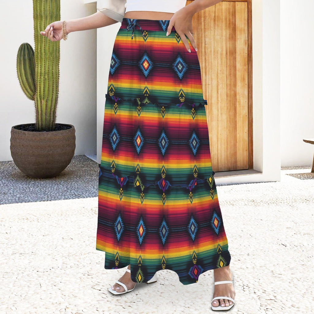 Colores De Mexico Serape Maxi Prairie Skirt