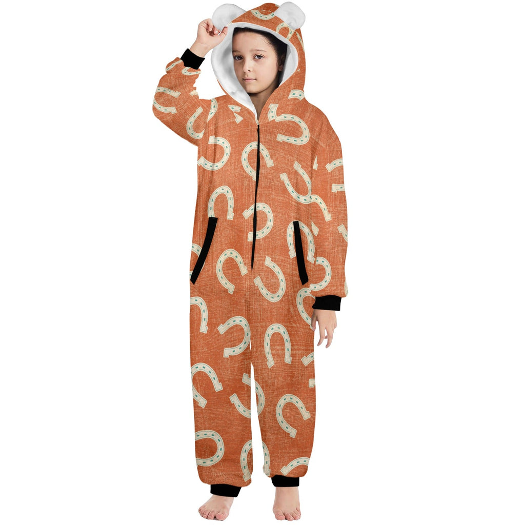 Rodeo Horseshoe Big Kid Onesie Hooded Pajamas