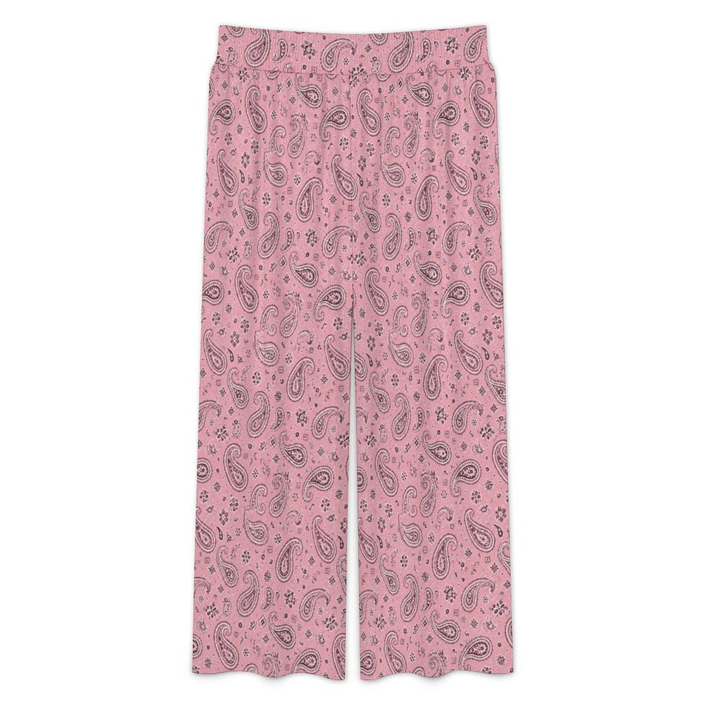 Baha Ranch Pale Pink with Gray Paisley Bandana Wide Leg Pants