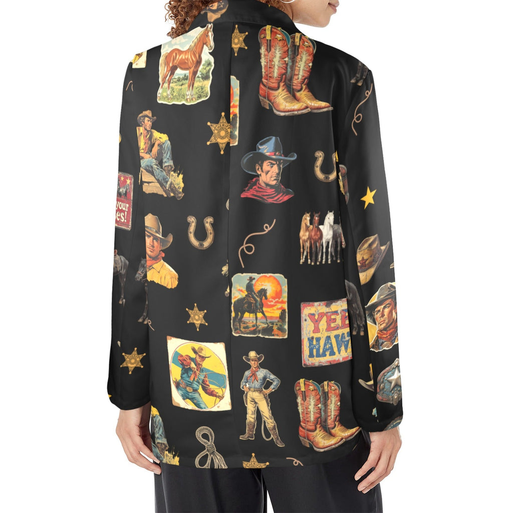 Vintage Cowboy Collage Western Women's Blazer