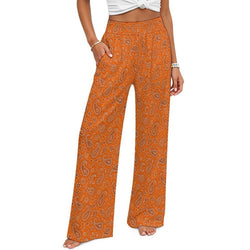 Baha Ranch Orange Paisley Bandana Wide Leg Pants