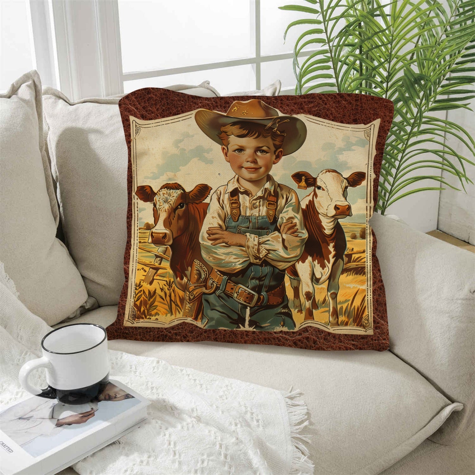 Vintage Cowboy Pillow Case Made in America