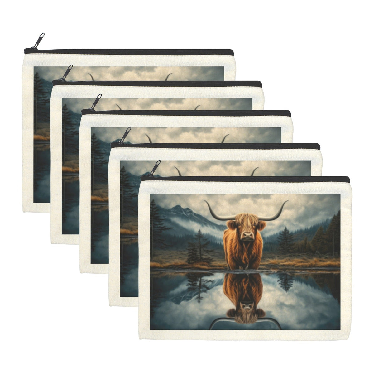 Baha Ranch Reflection Highland Cow Cosmetic Bag Made in America