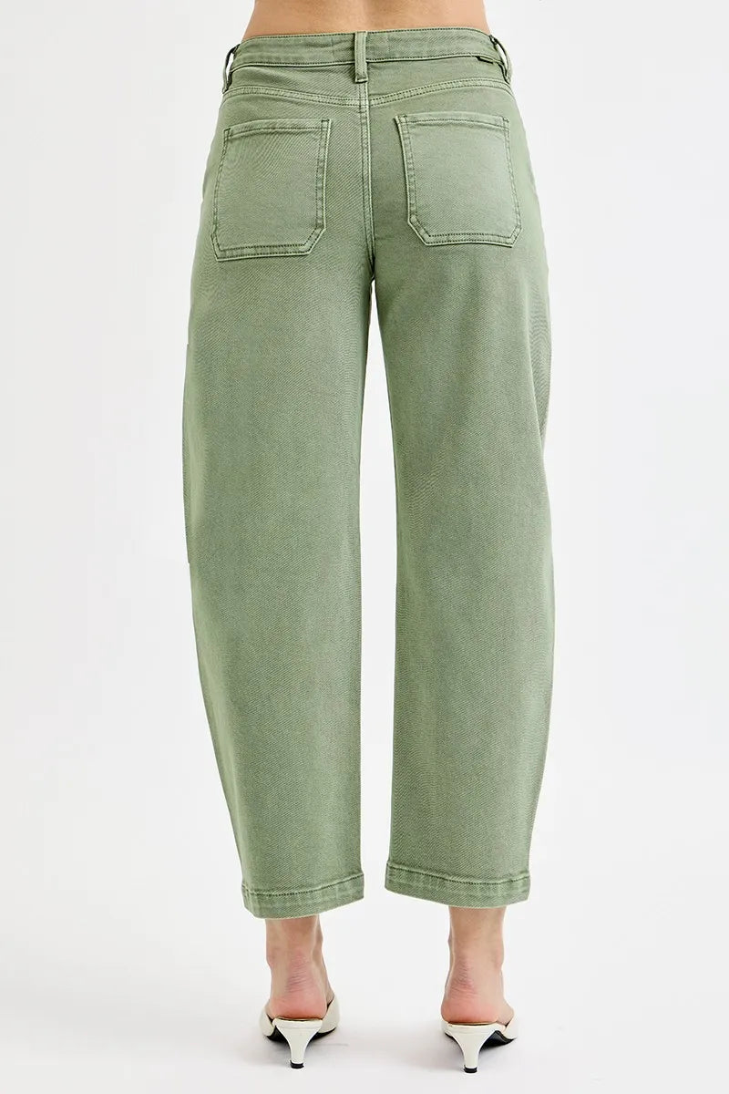 Garden Naked RISEN Full Size Tummy Control High Rise Crop Barrel Jeans Plus Size