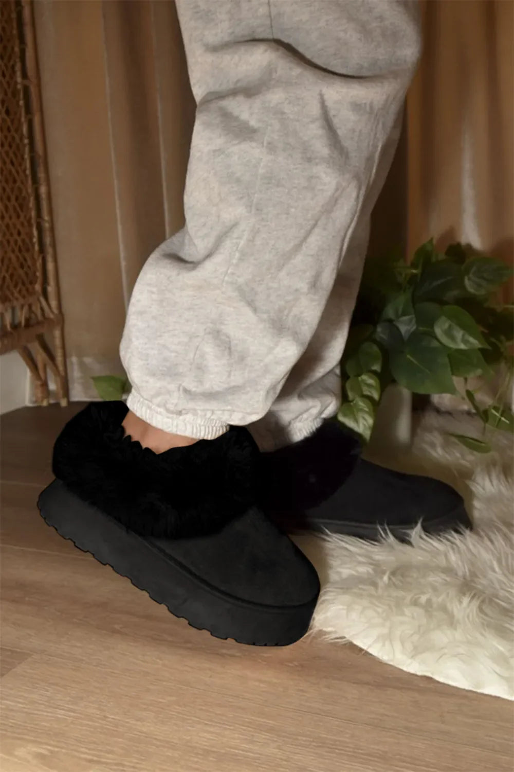Garden Naked WILD DIVA Faux-Fur Platform Slip On Booties