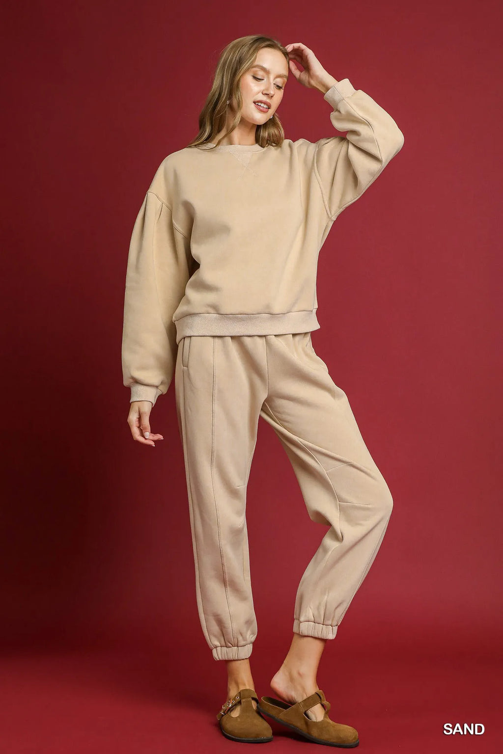 Garden Naked Umgee Fleece Jogger Pants with Drawstring