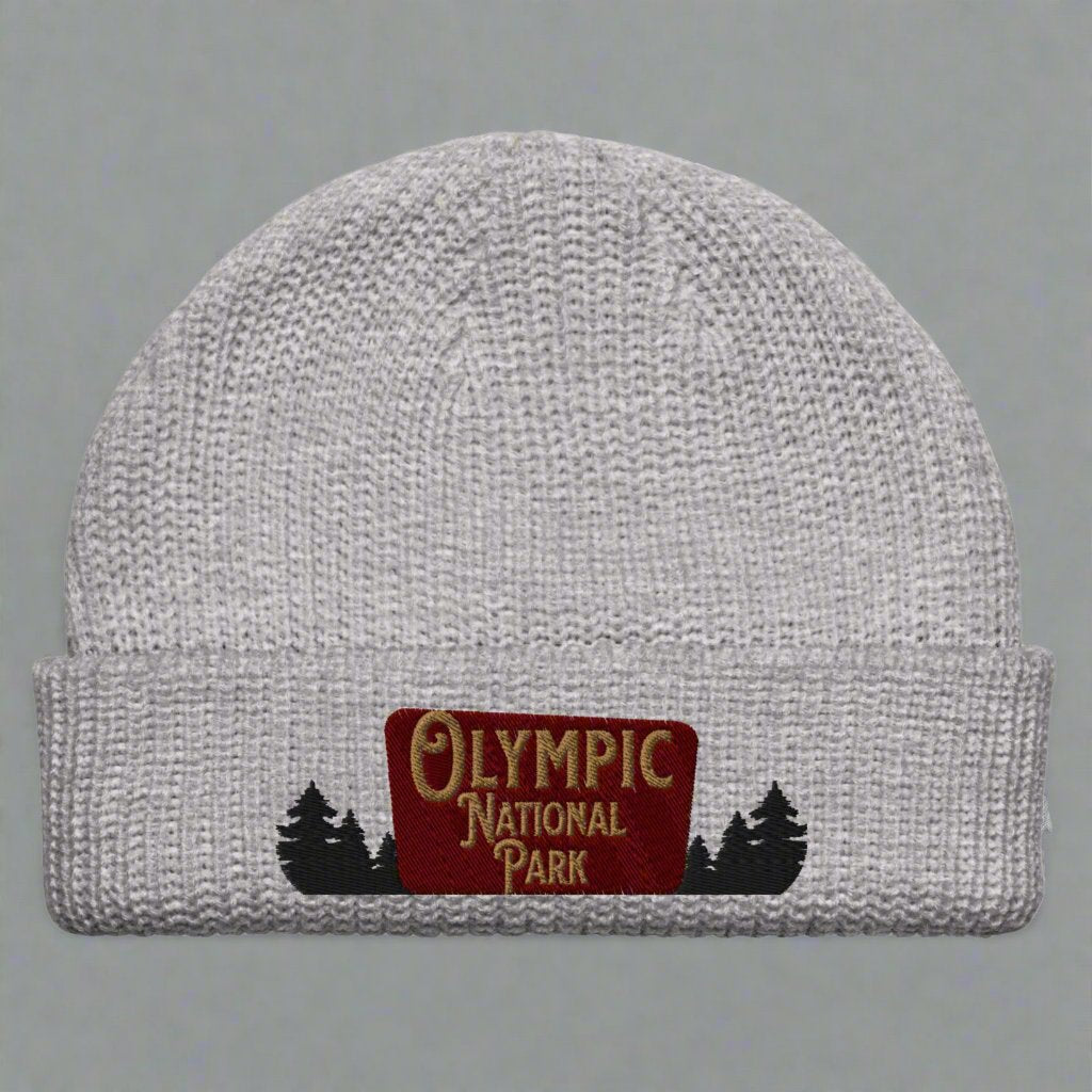 Olympic National Park Sign Embroidered Beanie Winter Hat