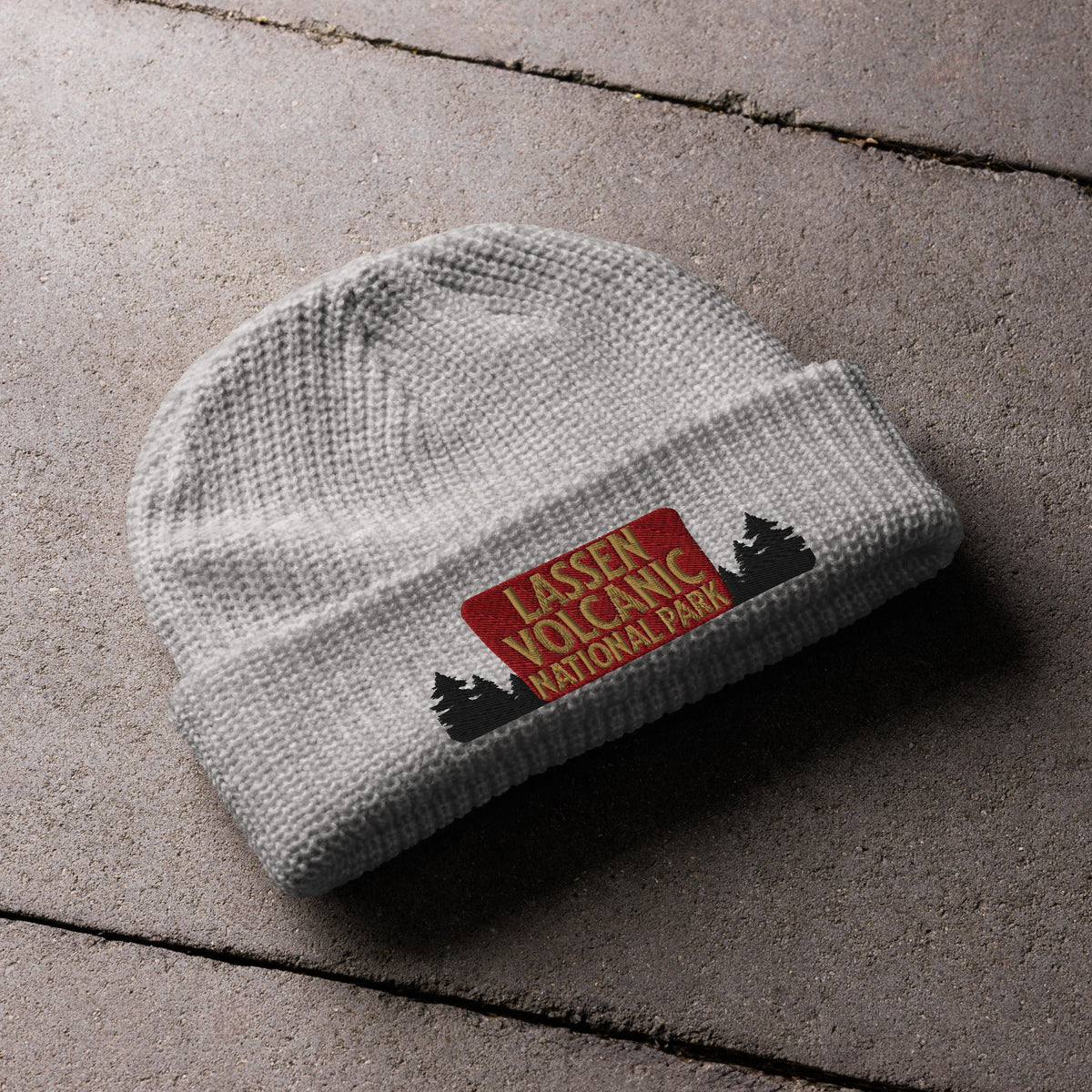 Lassen Volcanic National Park Sign Embroidered Beanie