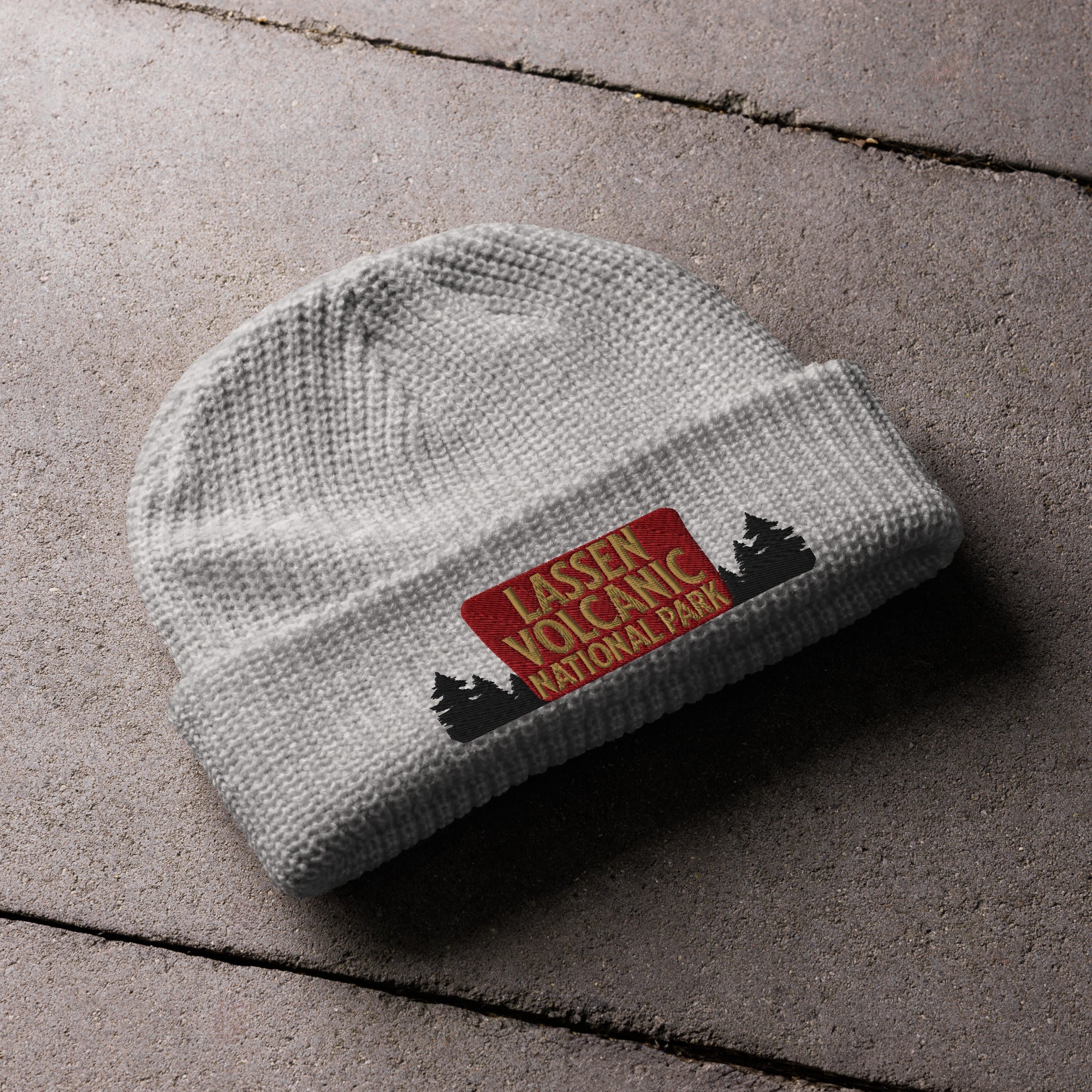 Lassen Volcanic National Park Sign Embroidered Beanie