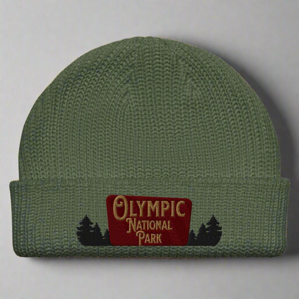 Olympic National Park Sign Embroidered Beanie Winter Hat