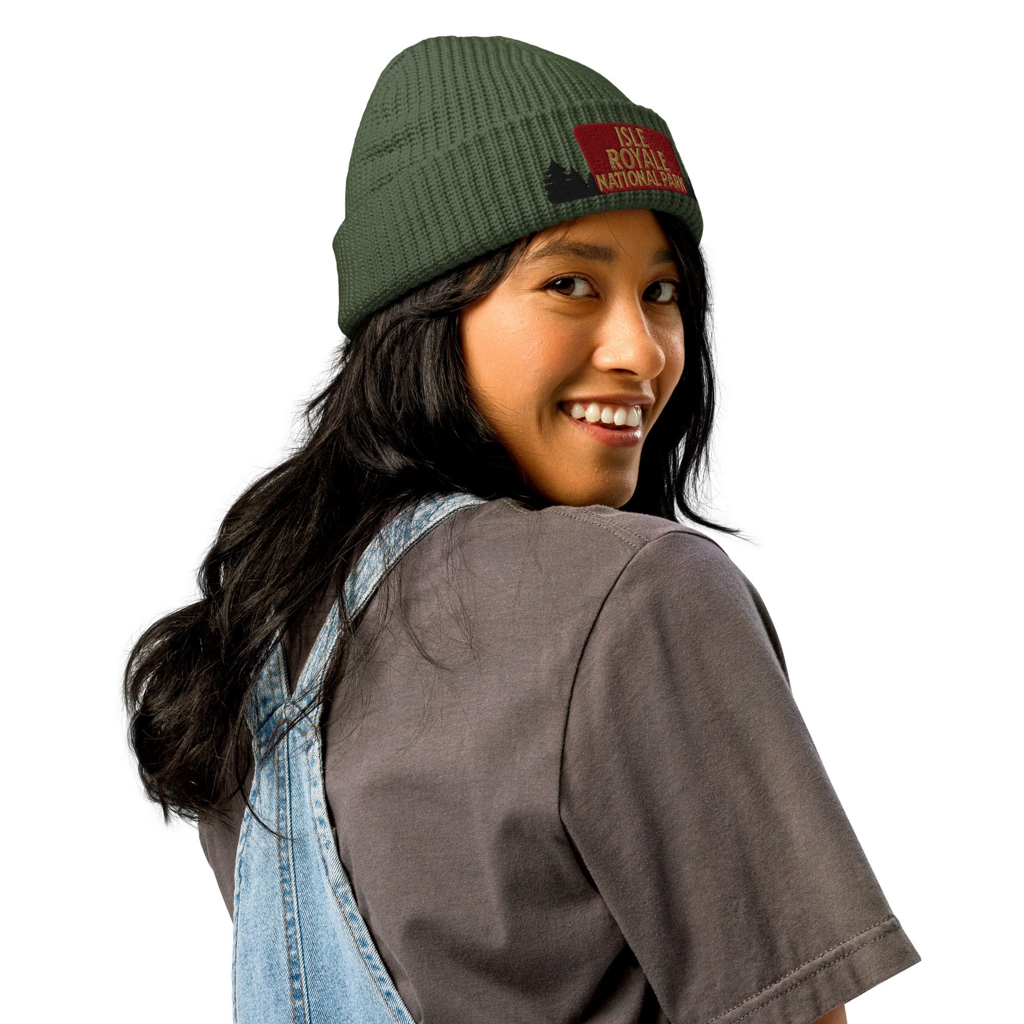Isle Royale National Park Sign Embroidered Fisherman Style Beanie